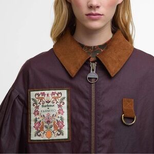 Barbour Farm Rio Thais Waxed Jacket Bow Details Cropped Oversized